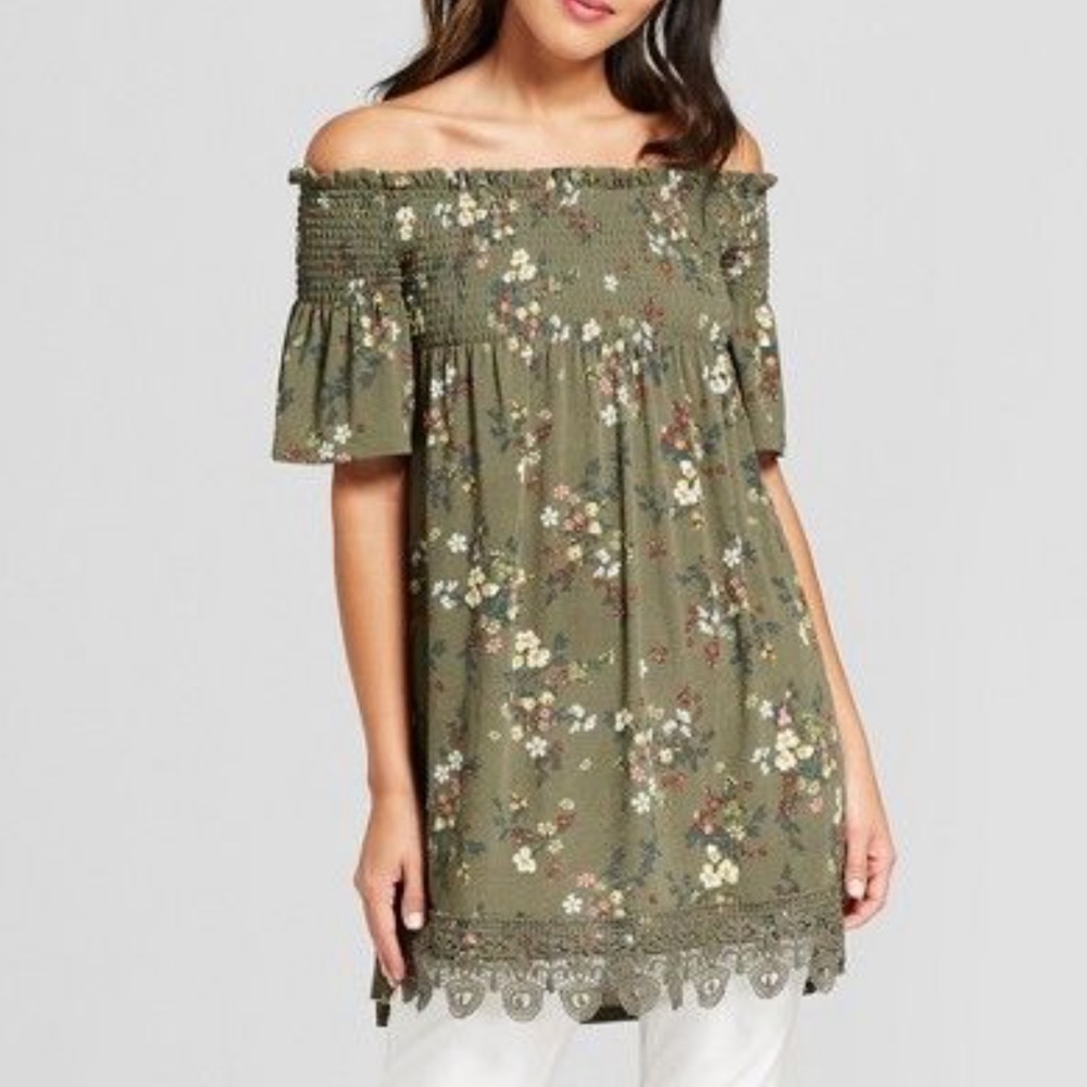 Olive green Xhilaration off the shoulder dress